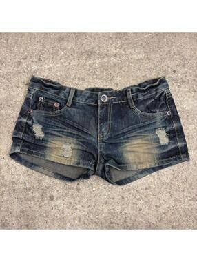 Vintage Y2K Low Rise Denim Micro Shorts Blood Moon Button